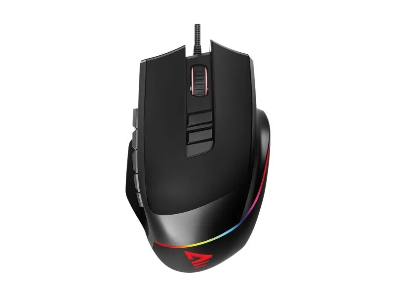 Savio Valiant gaming mouse RGB, Svart, ABS synthetics, Polytetrafluoreten (PTFE)
