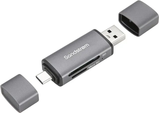 Sandstrøm 2-in-1 USB-C/USB-A SD-kortläsare