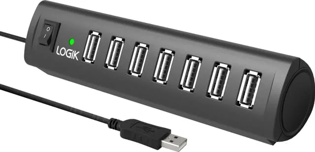 Logik 7-ports USB-hubb (svart)