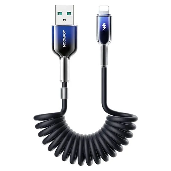 Joyroom Crystal-Clear USB-kabel Spiral 3A USB till