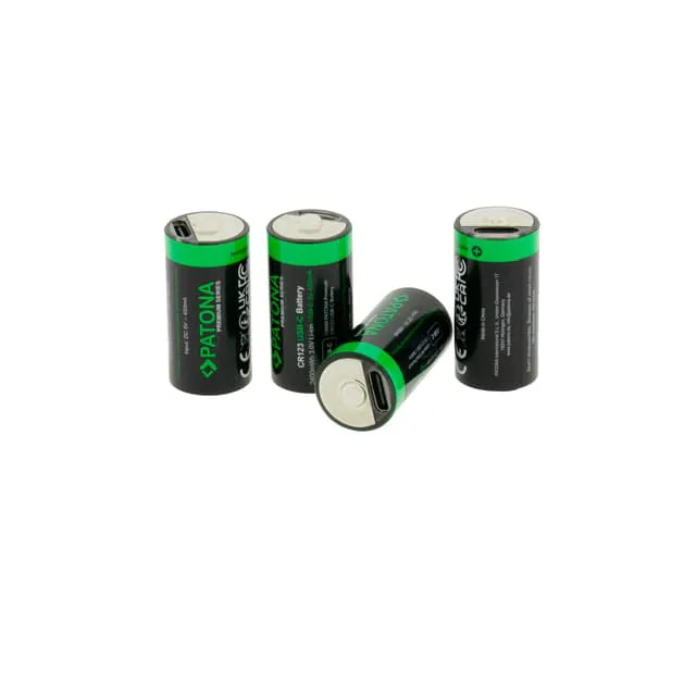 Batterier 4-pack CR123A 16340 Li-ion 2400mAh 3.0V med USB-C kontakt