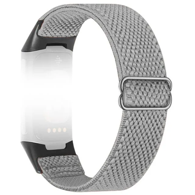 Klockarmband i Nylon för Fitbit Charge 5/6 Ljusgrå
