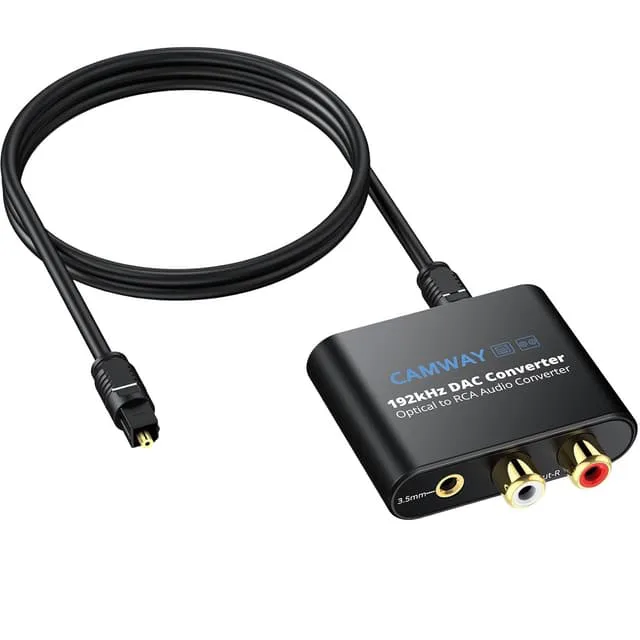 Digital till Analog Ljud-omvandlare, 192kHz Optisk till RCA, Optisk till 3.5mm DAC, SPDIF/Toslink