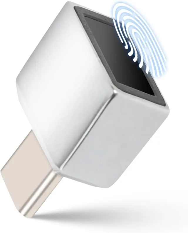 NÖRDIC USB Windows Hello Fingeravtrycksläsare för Windows 11/10, Säkerhetsenhet för inloggning på PC och bärbara datorer, Snabbt och säkert lås