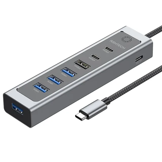 NÖRDIC USB-C Hub 2xUSB-C 10G, 1xUSB-A 10G, 4xUSB-A 5G