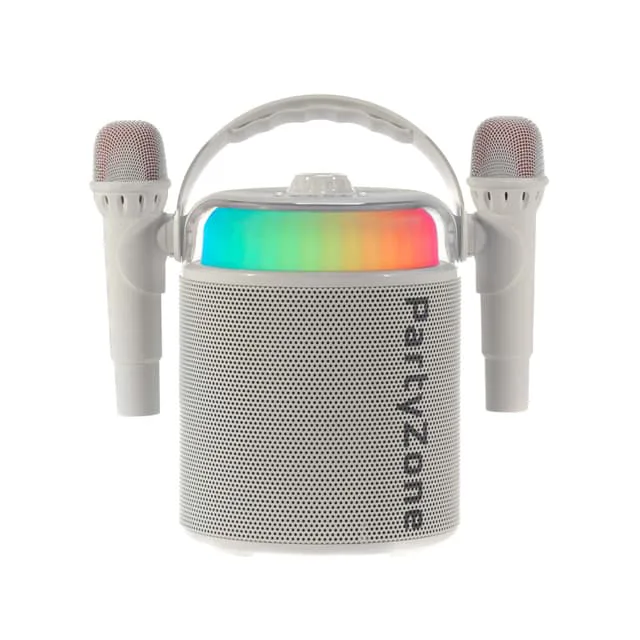 PartyZone Karaoke Set med 2 Mikrofoner (Vit)