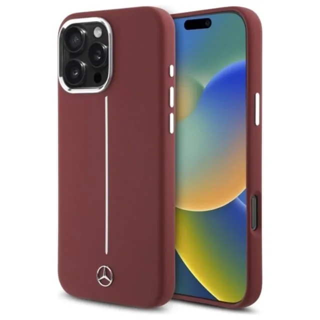 Mercedes Mobilskal till iPhone 16 Pro Max MagSafe Silikon Vit Stripe