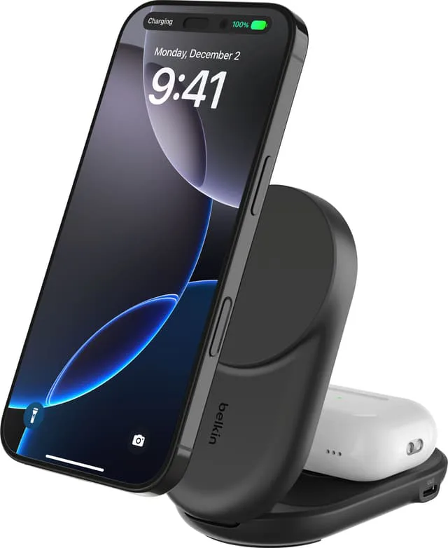 Belkin 25W Qi2 2-i-1 magnetisk laddare