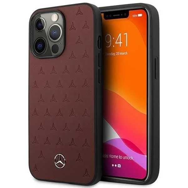 Mercedes Läder Stars Pattern Skal iPhone 13 / 13 Pro
