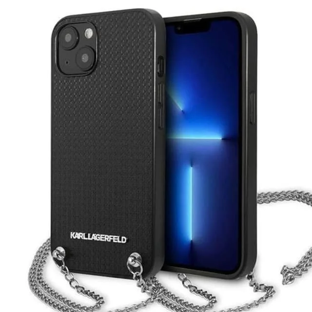 Karl Lagerfeld iPhone 13 mini Halsbandskal Läder Textured and Chain