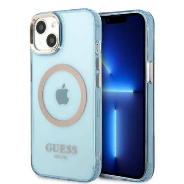 Guess iPhone 13 Skal MagSafe Gold Outline Translucent