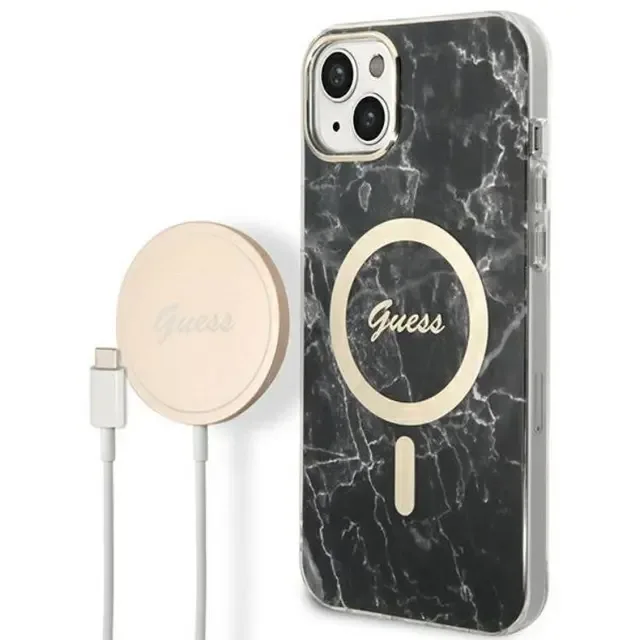 Guess iPhone 14 Magsafe Skal Marble + Trådlös Laddare
