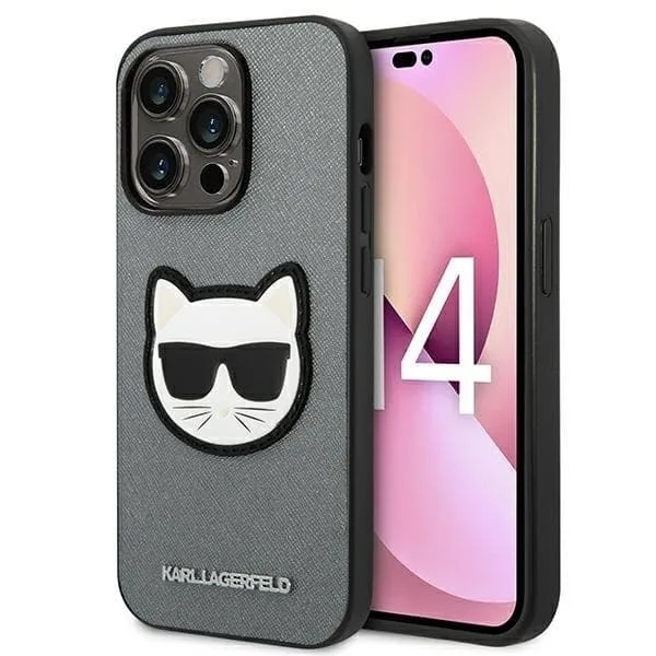 Karl Lagerfeld iPhone 14 Pro Skal Saffiano Choupette Head Patch