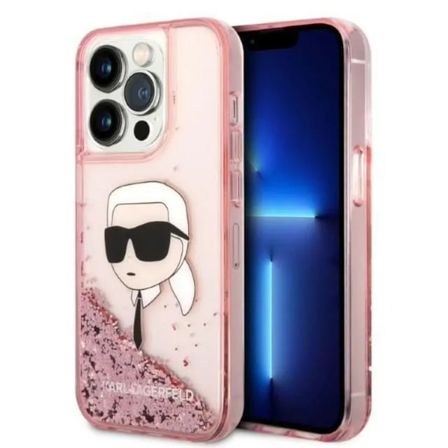 Karl Lagerfeld iPhone 14 Pro Skal Liquid Glitter Head