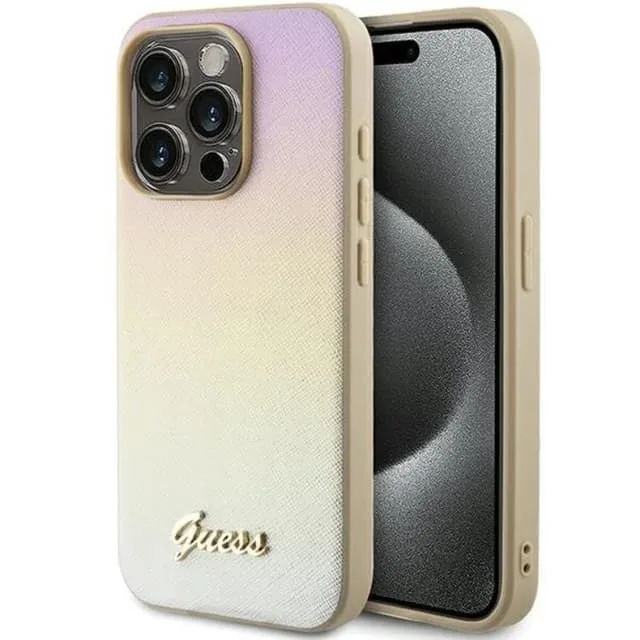Guess Mobilskal till iPhone 14 Pro Saffiano Iridescent Script