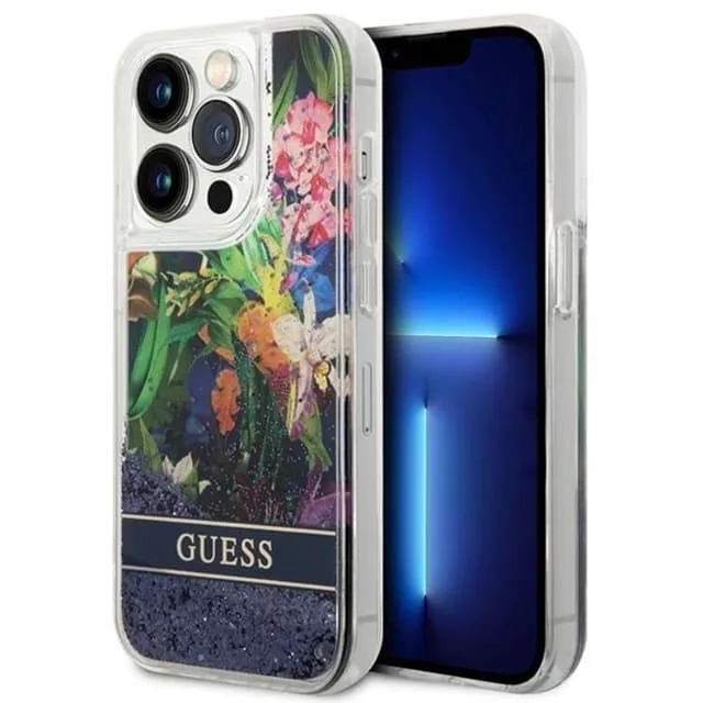 Guess iPhone 14 Pro Skal Flower Liquid Glitter