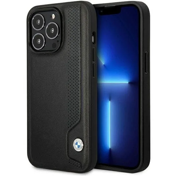 BMW Mobilskal till iPhone 14 Pro Läder Blue Dots