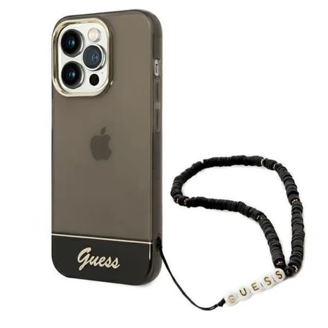 Guess iPhone 14 Pro Skal Translucent Pearl Strap