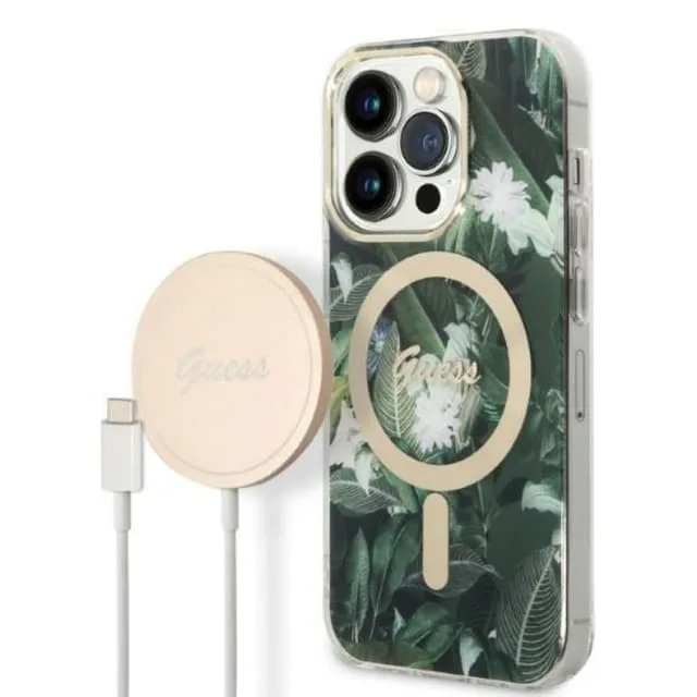 Guess iPhone 14 Pro Magsafe Skal Jungle + Trådlös Laddare