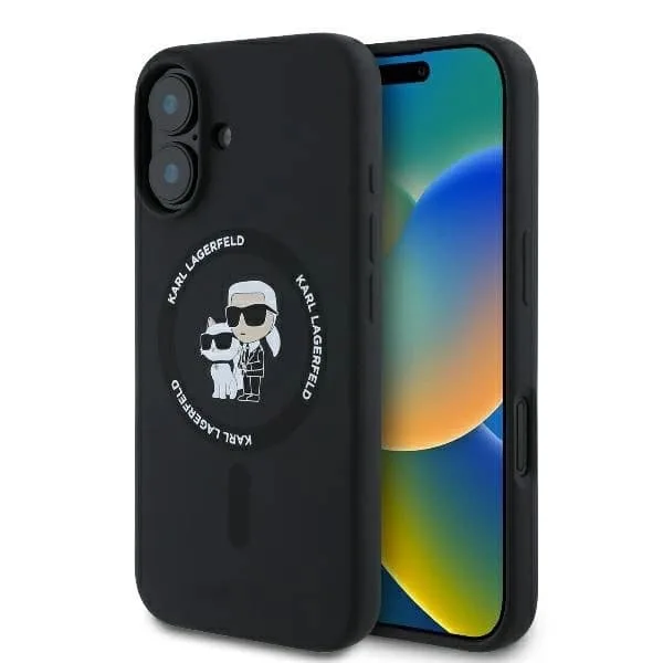 Karl Lagerfeld Mobilskal till iPhone 16 Plus MagSafe Silikon Heads Ring