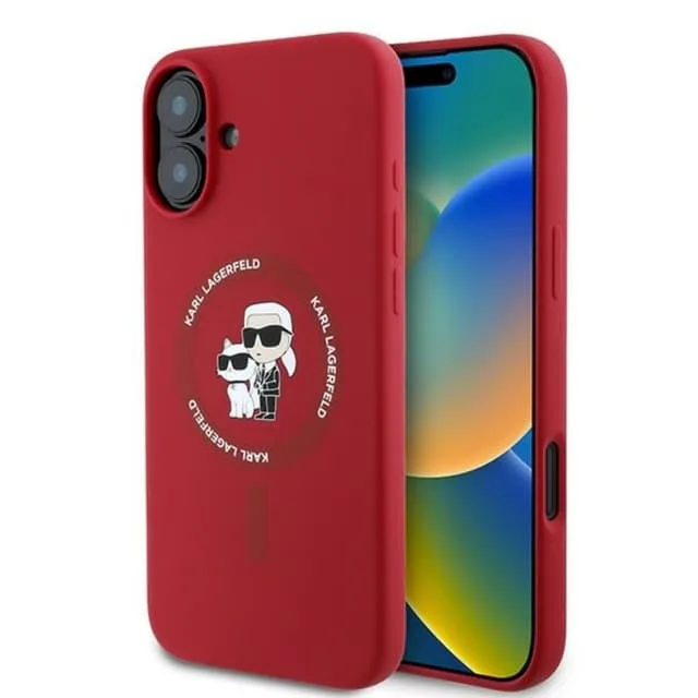 KARL LAGERFELD iPhone 16 Plus Mobilskal Magsafe Silikon Heads Ring