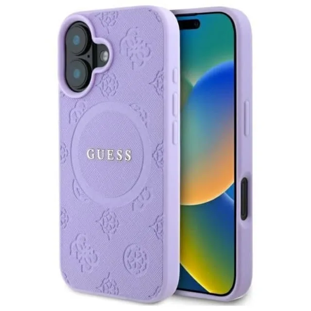 Guess Mobilskal till iPhone 16 Plus Magsafe Saffiano Peony Classic Logo