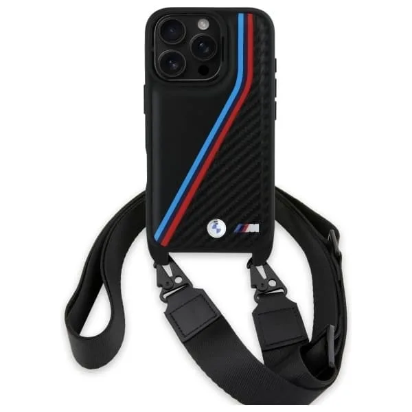 BMW Mobilskal till iPhone 16 Pro Carbon Tricolor & Strap