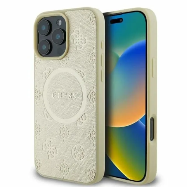 Guess Mobilskal till iPhone 16 Pro Magsafe Saffiano Peony Classic Logo