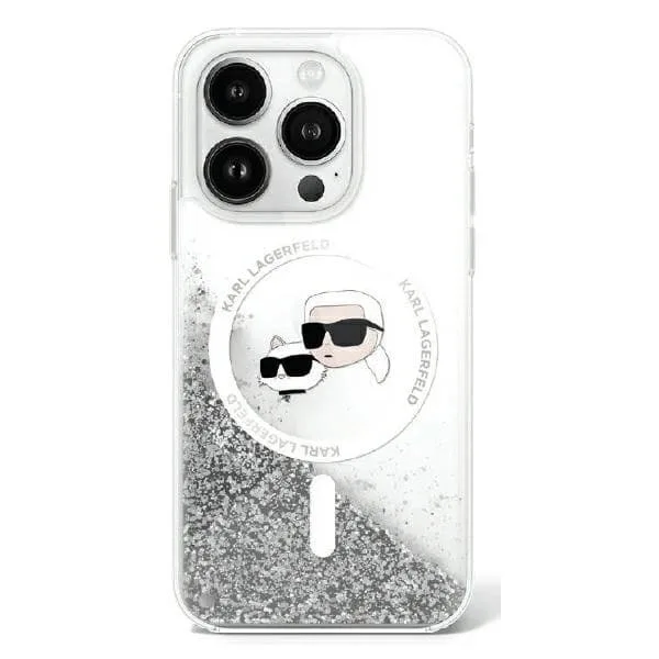 Karl Lagerfeld Mobilskal till iPhone 16 MagSafe Glitter Karl&Choupette Head