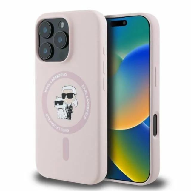 KARL LAGERFELD iPhone 16 Pro Max Mobilskal Magsafe Silikon Heads Ring