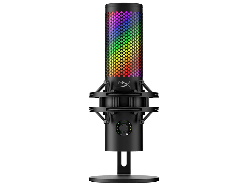 HyperX QuadCast 2 S – USB-mikrofon, med RGB-belysning, streaming och podcasting, med inbyggda kontroller, LED-belysning, avtagbart stötfäste, PC, Mac, USB-C – svart
