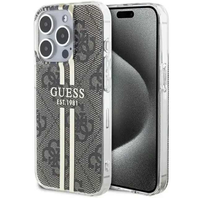 Guess iPhone 15 Pro Mobilskal Gold Stripes
