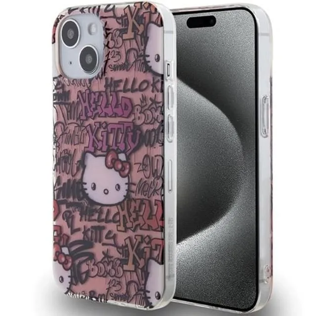 Hello Kitty Mobilskal till iPhone 15 IML Tags Graffiti