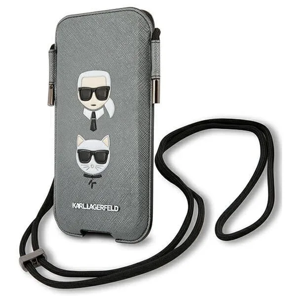 Karl Lagerfeld Saffiano Ikonik Karl&Choupette Head 6.1" Halsbandsfodral