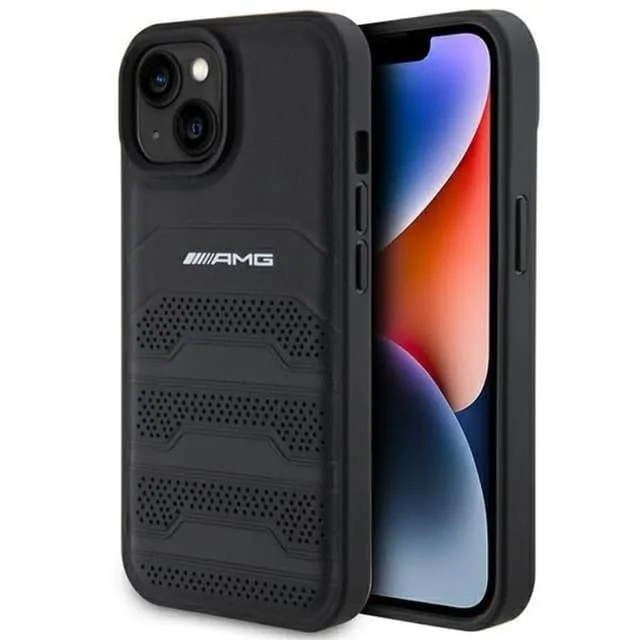 Mercedes AMG Mobilskal till iPhone 15 Plus Läder Debossed Lines