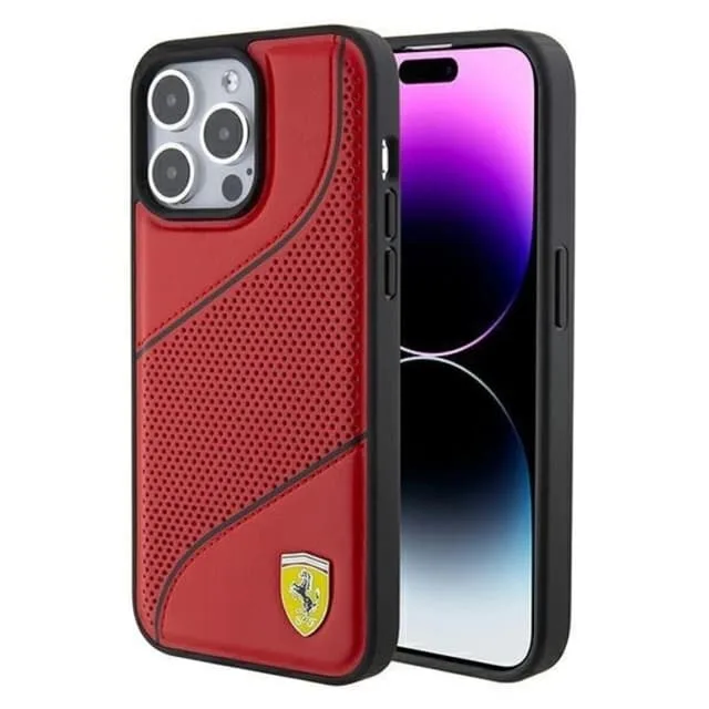 Ferrari Mobilskal till iPhone 15 Pro Perforated Waves Metal Logo