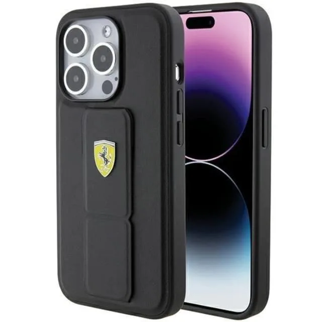 Ferrari Mobilskal till iPhone 15 Grip Stand Metal Logo