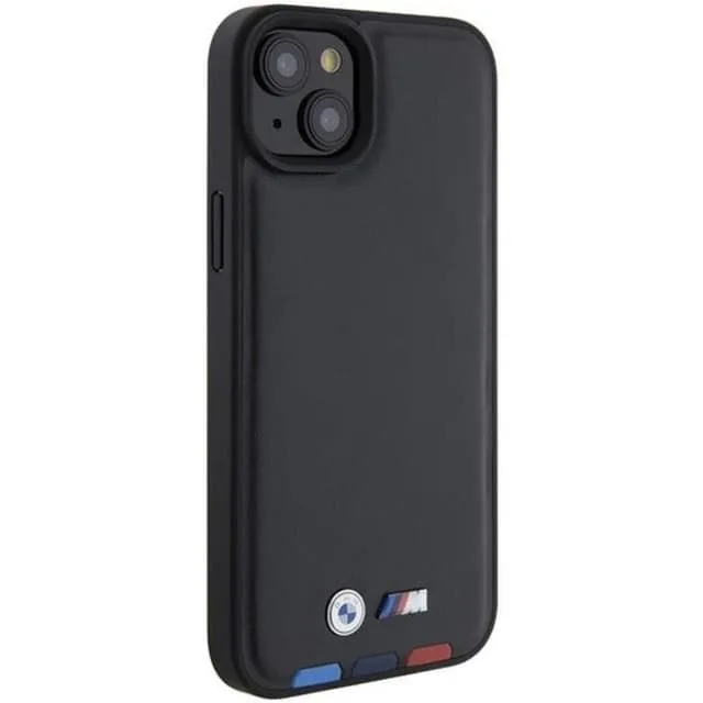 BMW Mobilskal till iPhone 15 Plus Läder Stamp Tricolor