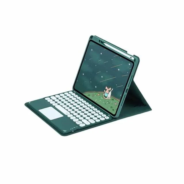 INF Mörkgrön Bluetooth-Tangentbord Magnetiskt Fodral för iPad