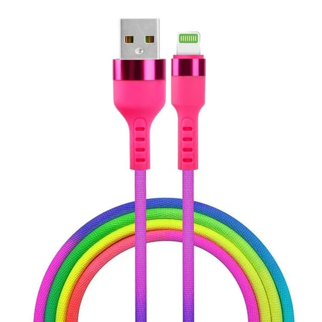 Setty USB-C/Lightning Kabel 1.2m 2.1A KNA-L-1.22.113 Regnbåge