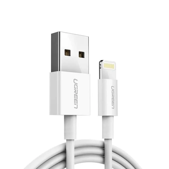 Ugreen 20730, 2 m, USB A, Lightning, Hanstik, Hanstik, Vit