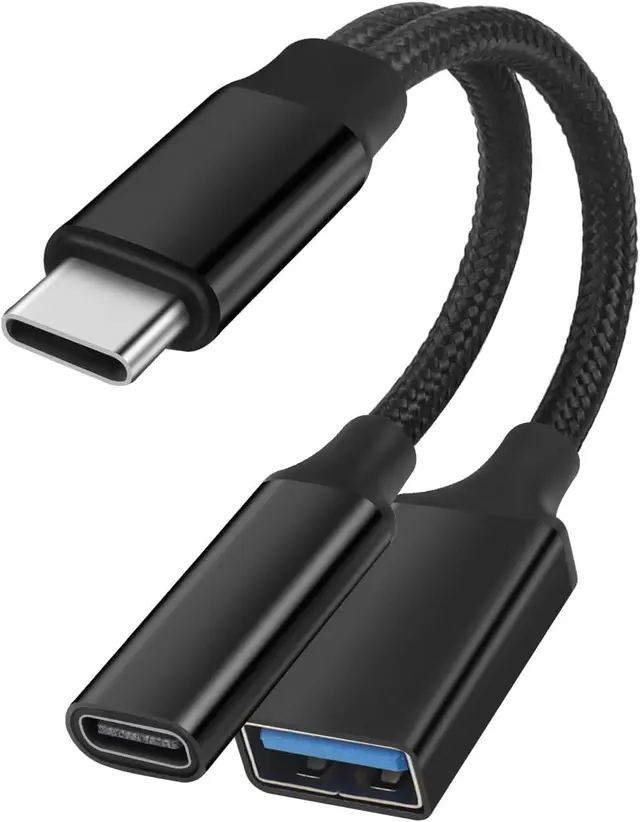 NÖRDIC USB-C to USB-A and USB-C PD60W charging adapter