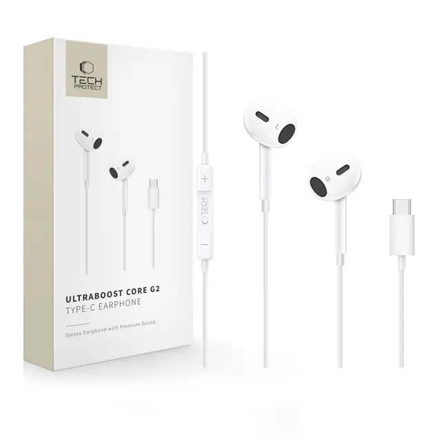 Tech-Protect Ultraboost Core G2 hörlurar USB-C med mikrofon 1.2m
