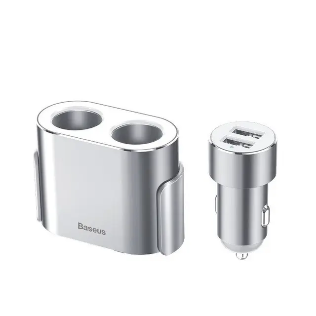 BASEUS 1-till-2 cigarettändare x2 80W billaddare 2xUSB 3.1A