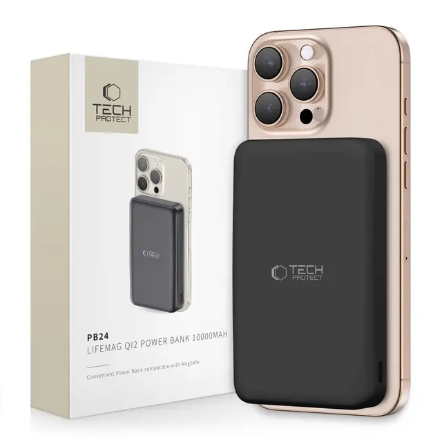 Tech-Protect PB24 LifeMag Qi2 MagSafe powerbank 10000mAh 15W Svart