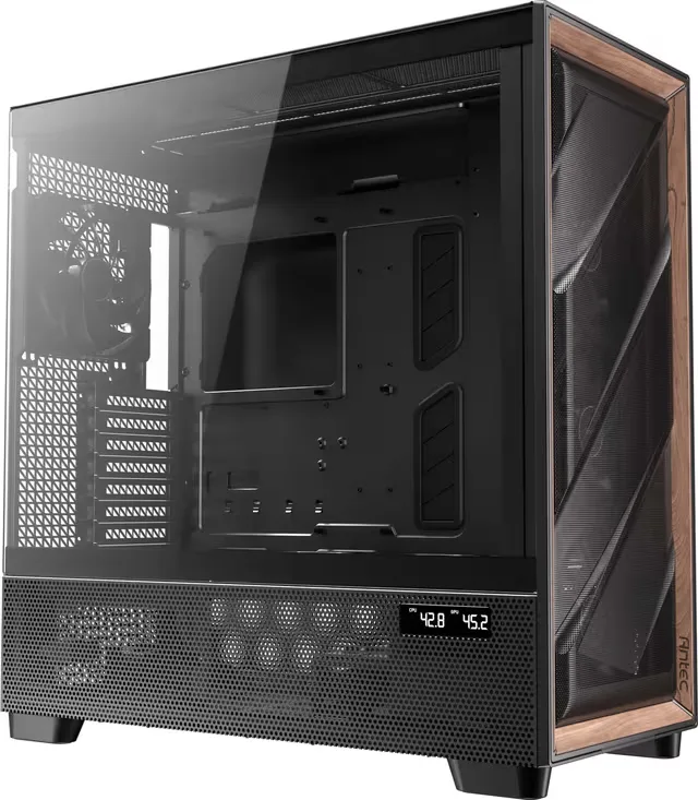 Antec Flux PRO heltäckande torn härdat glas vit/trä