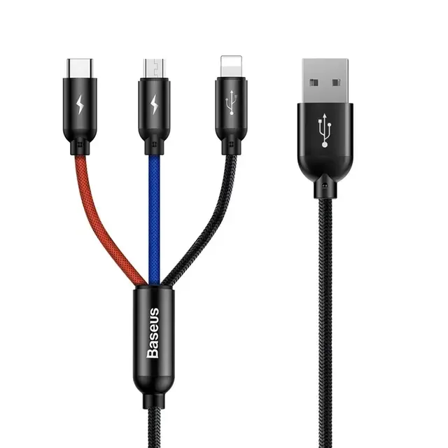 Baseus 3in1 USB-A till USB-C Lightning microUSB kabel