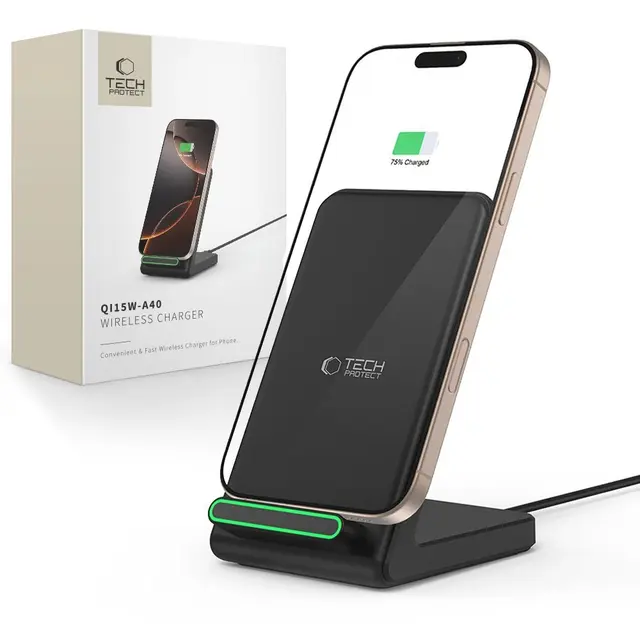 Tech-Protect QI15W-A40 trådlös laddare 15W med USB-C-kabel