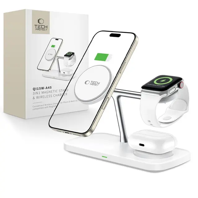 Tech-Protect QI15W-A45 3-i-1 MagSafe trådlös laddare 15W
