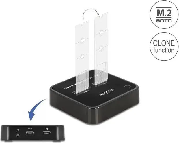 DeLOCK M.2 Docking Station for 2 x M.2 SATA SSD with Clone function